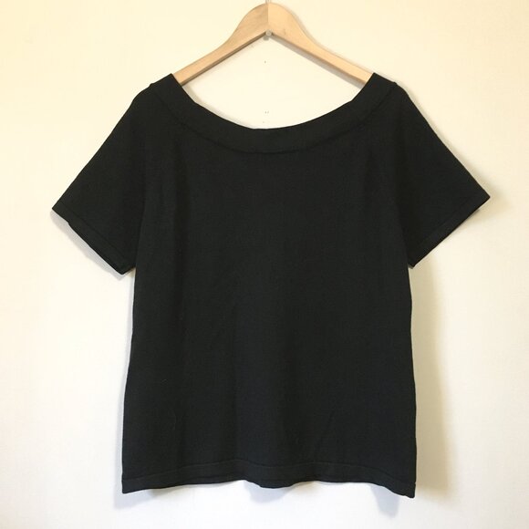 Tall Girl Soft Black Knit Short Sleeve Sweater Top - Picture 2 of 12